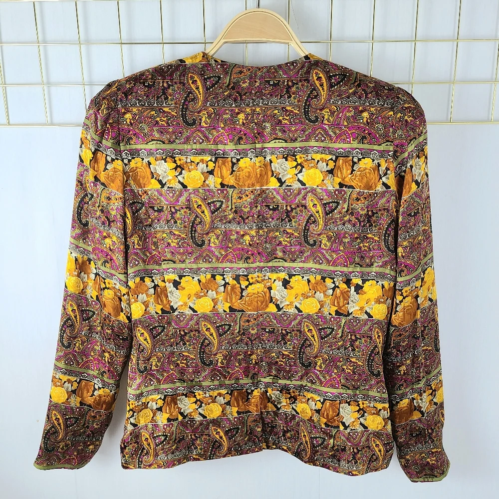 Anne Crimmins for Umi Collections Silk Paisley Baroque Vintage Blazer